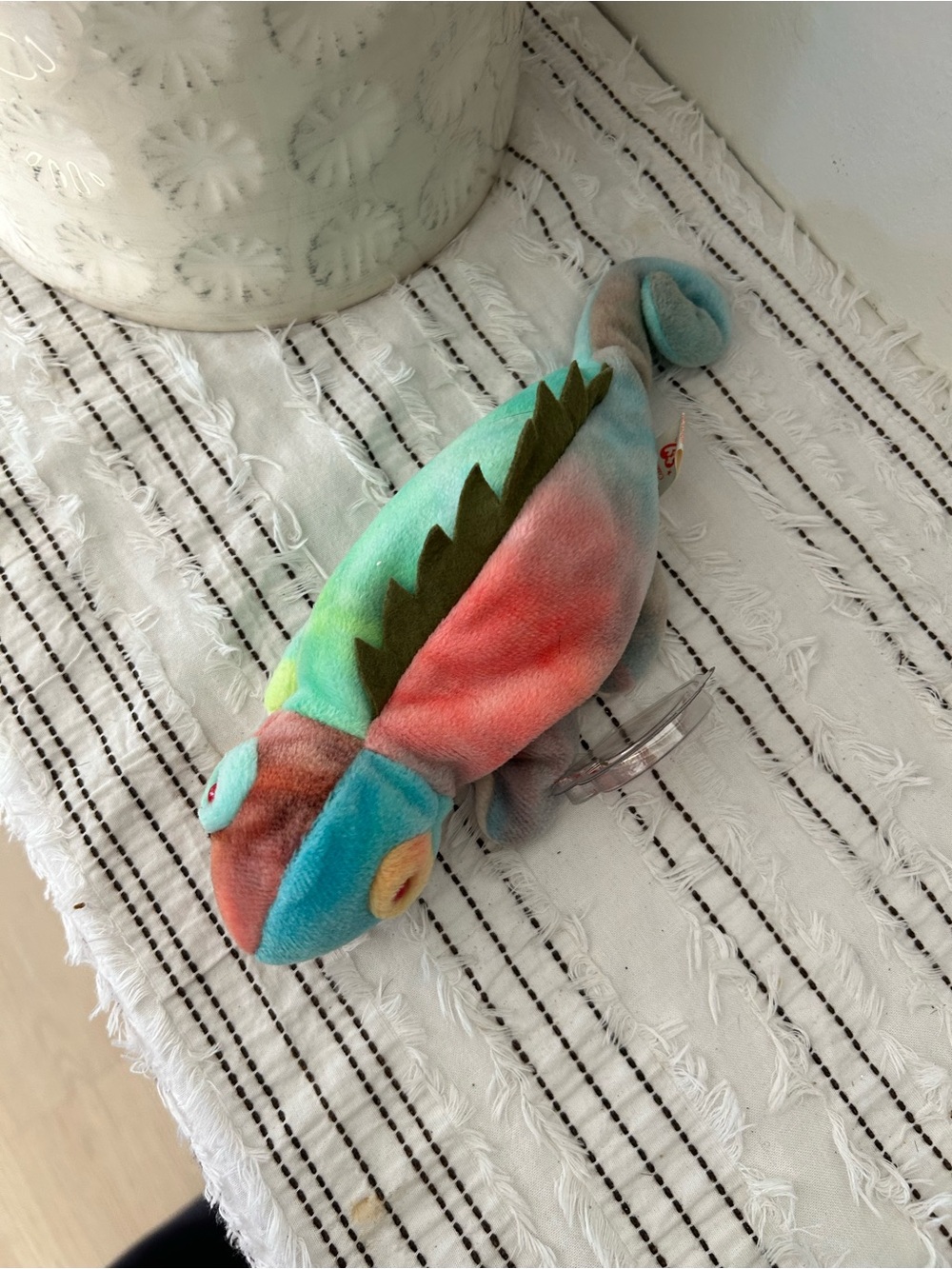 Vintage 1997 TY Beanie Baby Iggy Iguana Tie-Dye Plush Chameleon Multicolor